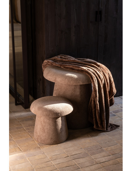 Tabouret original Champignon bouclette avec coffre en Tissu Grège Bouclé Bois MDF Mushlow - 2