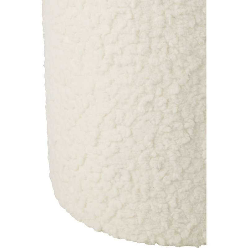 Pouf scandinave bouclette Rond en Tissu Blanc Bouclé Bois MDF Furrya - 3
