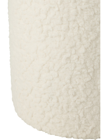Pouf scandinave bouclette Rond en Tissu Blanc Bouclé Bois MDF Furrya - 3
