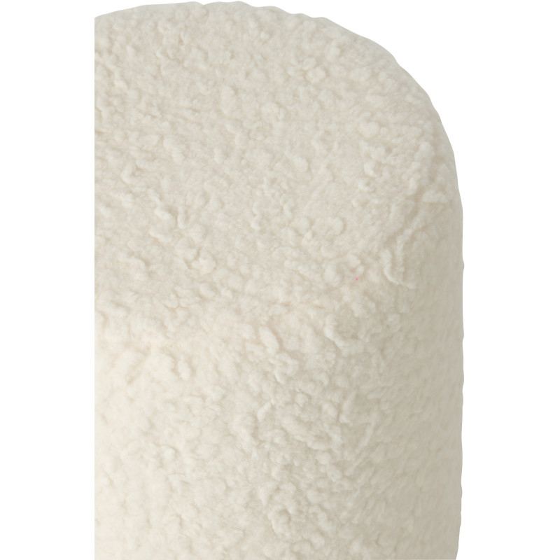 Pouf scandinave bouclette Rond en Tissu Blanc Bouclé Bois MDF Furrya - 4