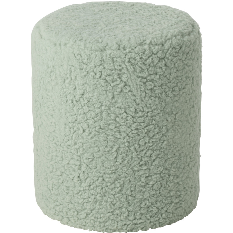 Pouf scandinave bouclette Rond en Tissu Bleu clair Bouclé Bois MDF Furrya - 1