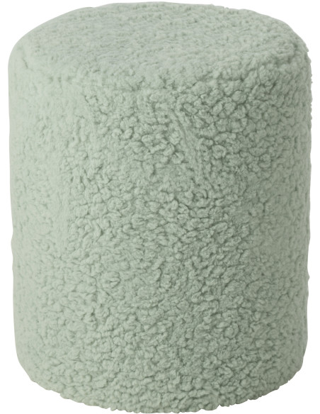 Pouf scandinave bouclette Rond en Tissu Bleu clair Bouclé Bois MDF Furrya - 1