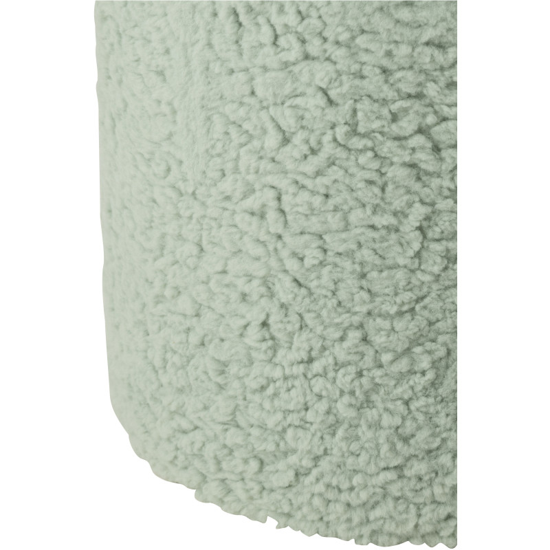 Pouf scandinave bouclette Rond en Tissu Bleu clair Bouclé Bois MDF Furrya - 2