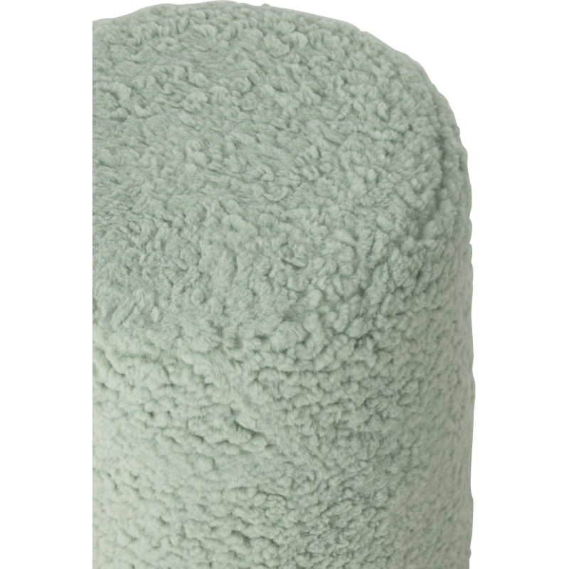 Pouf scandinave bouclette Rond en Tissu Bleu clair Bouclé Bois MDF Furrya - 3