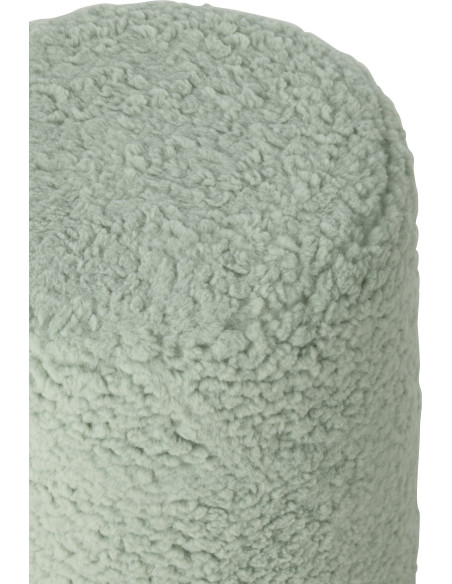 Pouf scandinave bouclette Rond en Tissu Bleu clair Bouclé Bois MDF Furrya - 3