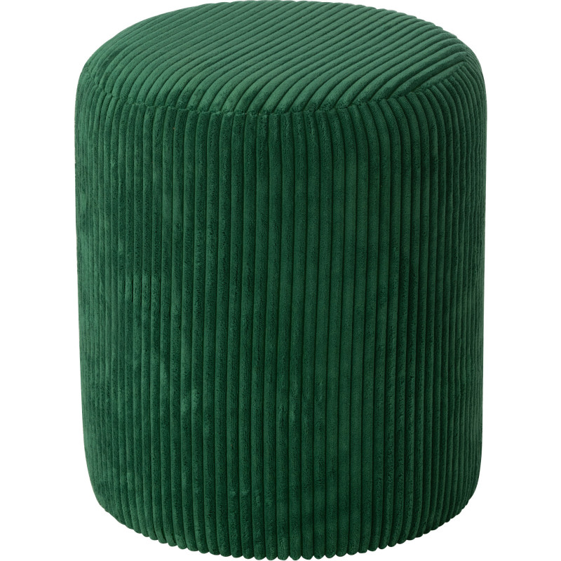 Pouf moderne chic Rond en Velours Vert foncé Côtelé Bois MDF Colorful - 1