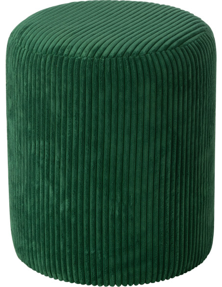 Pouf moderne chic Rond en Velours Vert foncé Côtelé Bois MDF Colorful - 1