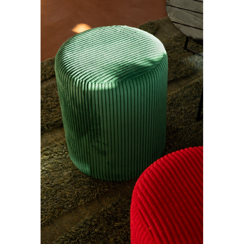 Pouf moderne chic Rond en Velours Vert foncé Côtelé Bois MDF Colorful - 2