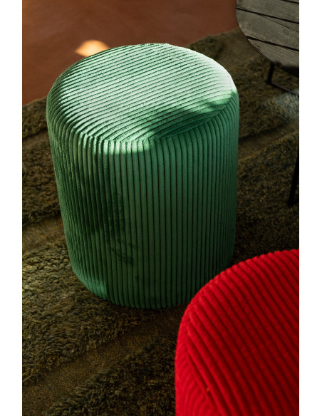 Pouf moderne chic Rond en Velours Vert foncé Côtelé Bois MDF Colorful - 2