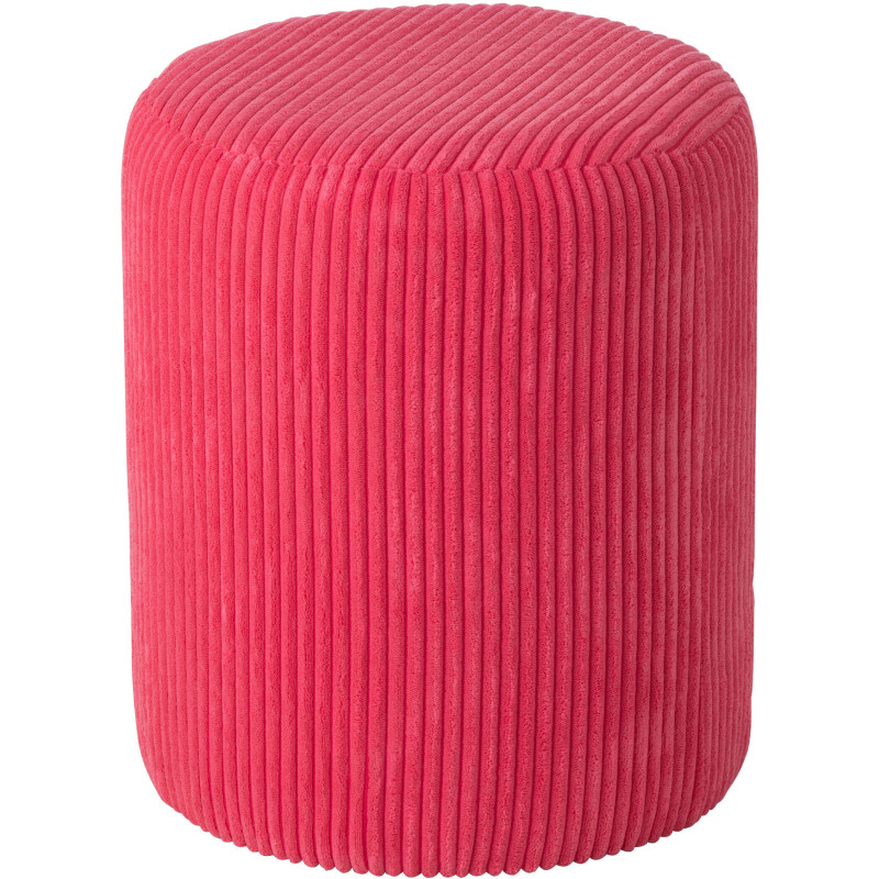 Pouf moderne chic Rond en Velours Fuchsia Côtelé Bois MDF Colorful - 1