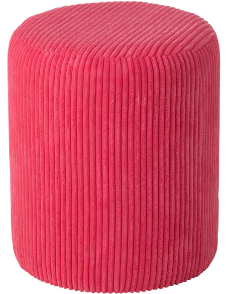 Pouf moderne chic Rond en Velours Fuchsia Côtelé Bois MDF Colorful - 1