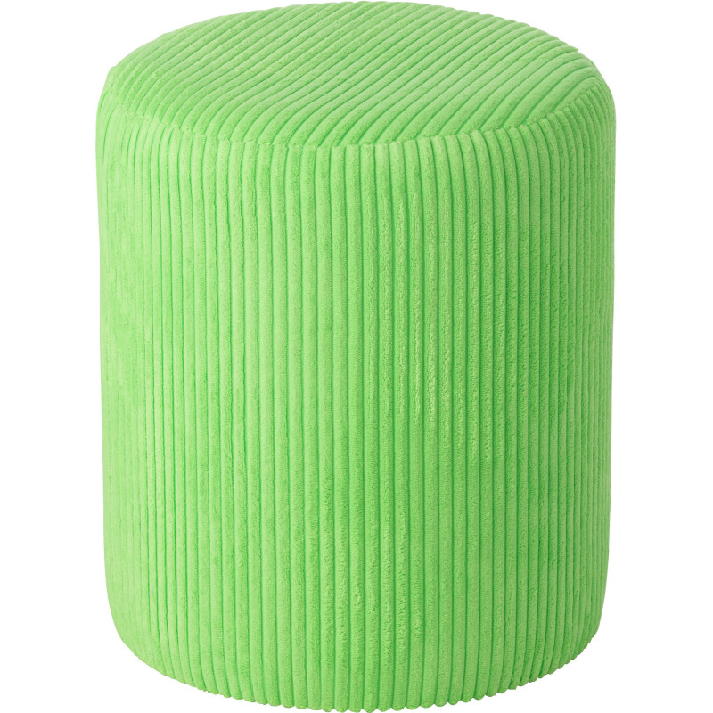 Pouf moderne chic Rond en Velours Vert fluo Côtelé Bois MDF Colorful - 1