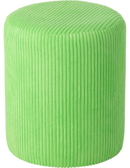 Pouf moderne chic Rond en Velours Vert fluo Côtelé Bois MDF Colorful - 1