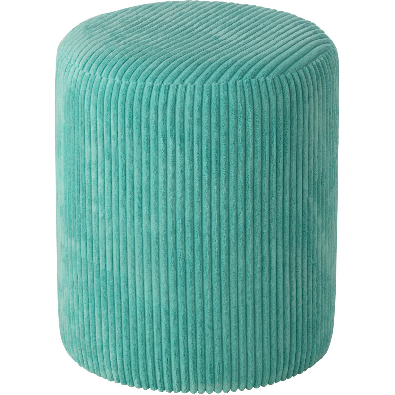 Pouf moderne chic Rond en Velours Turquoise Côtelé Bois MDF Colorful - 1