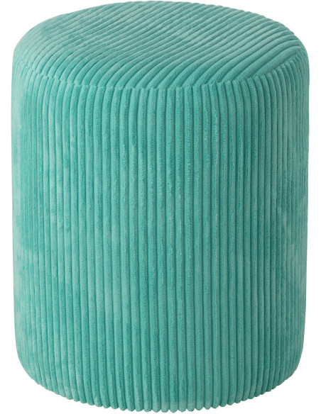 Pouf moderne chic Rond en Velours Turquoise Côtelé Bois MDF Colorful - 1