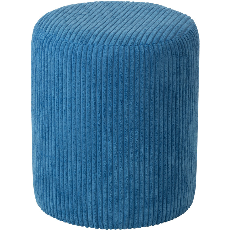 Pouf moderne chic Rond en Velours Bleu cobalt Côtelé Bois MDF Colorful - 1