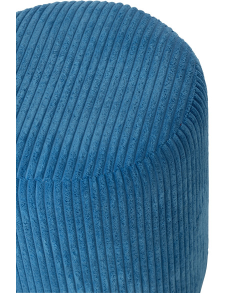 Pouf moderne chic Rond en Velours Bleu cobalt Côtelé Bois MDF Colorful - 3