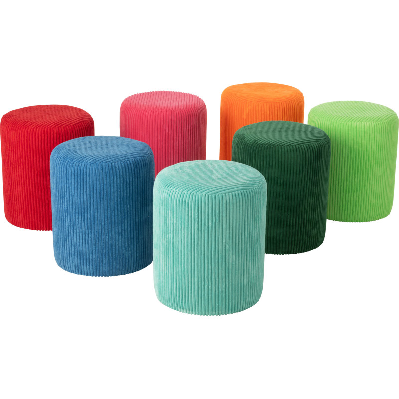 Pouf moderne chic Rond en Velours Bleu cobalt Côtelé Bois MDF Colorful - 4