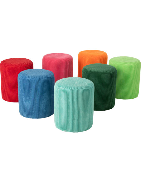 Pouf moderne chic Rond en Velours Bleu cobalt Côtelé Bois MDF Colorful - 4