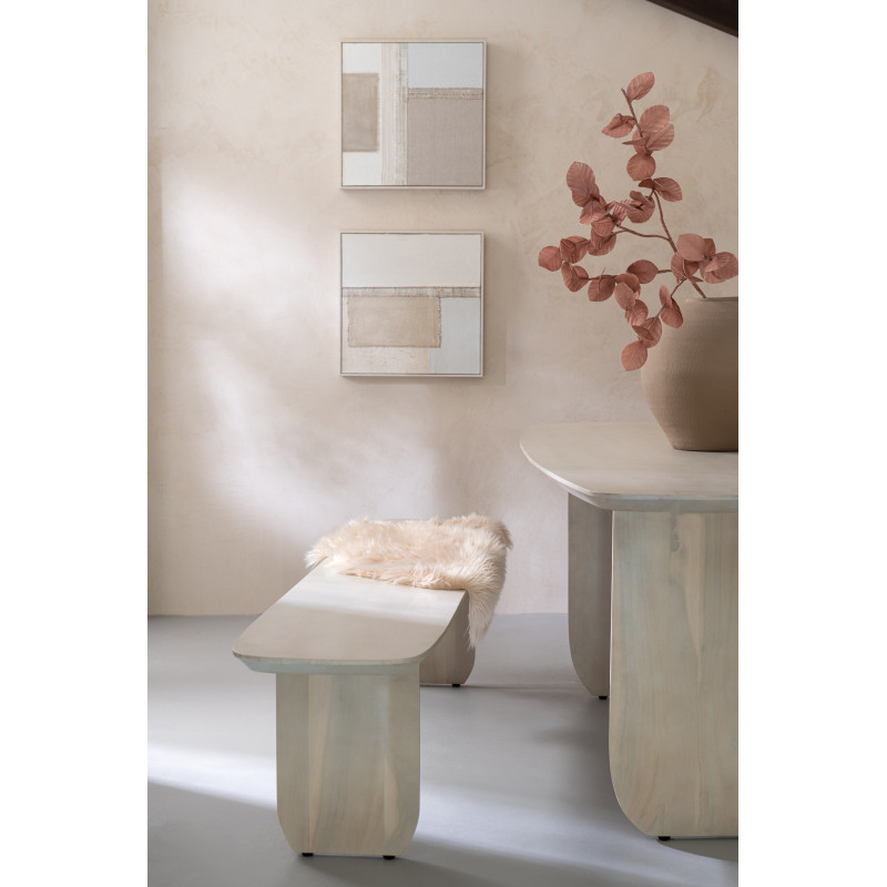 Grand Banc moderne Arrondi 4 places en Bois d'acacia Blanc Fjordi - 2