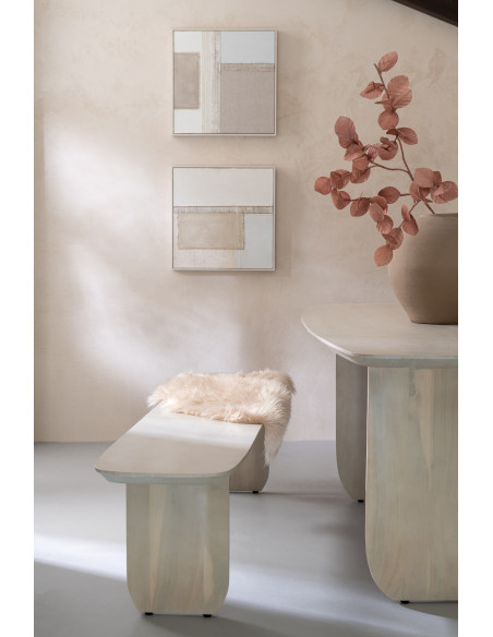 Grand Banc moderne Arrondi 4 places en Bois d'acacia Blanc Fjordi - 2