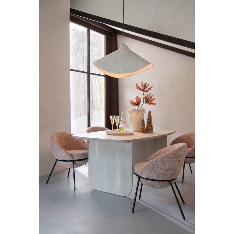 Grande Table à manger moderne Arrondie 8 personnes en Bois d'acacia Blanc Fjordi - 2