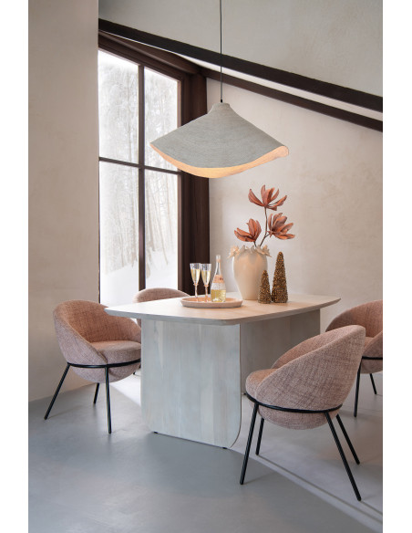 Grande Table à manger moderne Arrondie 8 personnes en Bois d'acacia Blanc Fjordi - 2