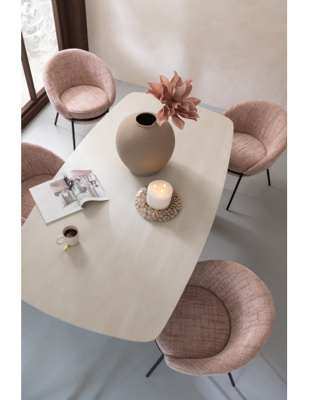 Grande Table à manger moderne Arrondie 8 personnes en Bois d'acacia Blanc Fjordi - 8