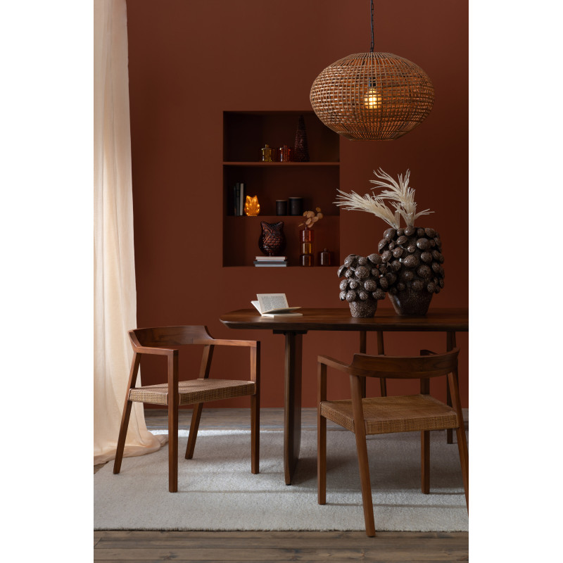 Grande Table à manger moderne Arrondie 8 personnes en Bois d'acacia Marron Fjordi - 2