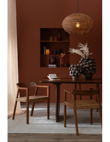 Grande Table à manger moderne Arrondie 8 personnes en Bois d'acacia Marron Fjordi - 2