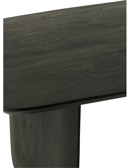 Grande Table à manger moderne Arrondie 8 personnes en Bois d'acacia Noir Fjordi - 7