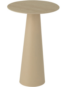 Table d'appoint moderne Ronde en Métal Beige Blanc écru Imitation travertin Maolia - 1