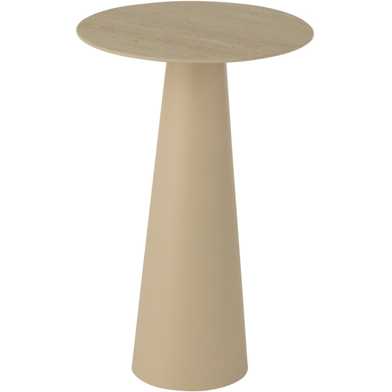 Table d'appoint moderne Ronde en Métal Beige Blanc écru Imitation travertin Maolia - 1