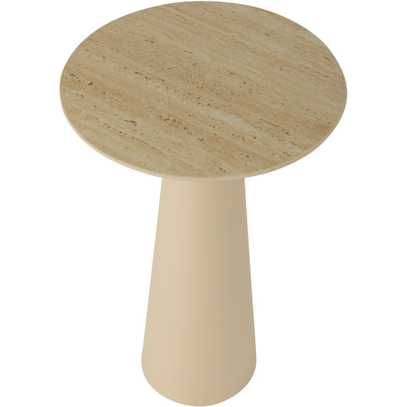 Table d'appoint moderne Ronde en Métal Beige Blanc écru Imitation travertin Maolia - 4