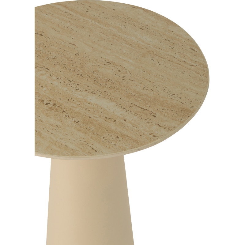 Table d'appoint moderne Ronde en Métal Beige Blanc écru Imitation travertin Maolia - 5