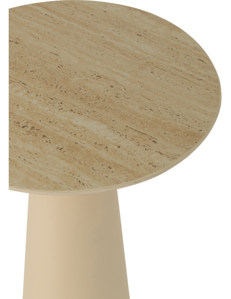 Table d'appoint moderne Ronde en Métal Beige Blanc écru Imitation travertin Maolia - 5