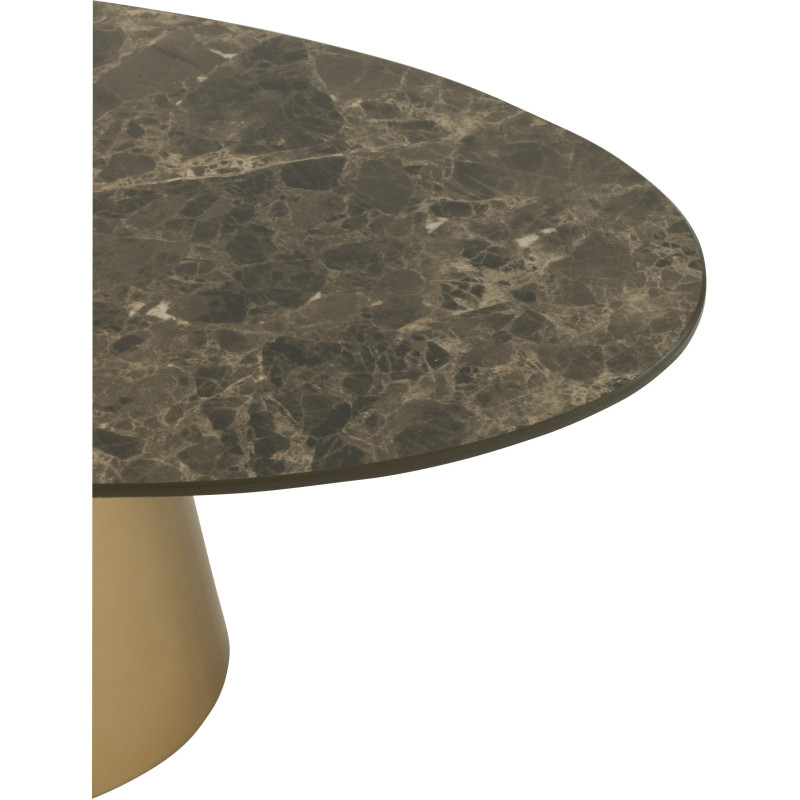 Table basse gigogne moderne Ovale en Métal Bronze Taupe Imitation marbre Kliera - 5