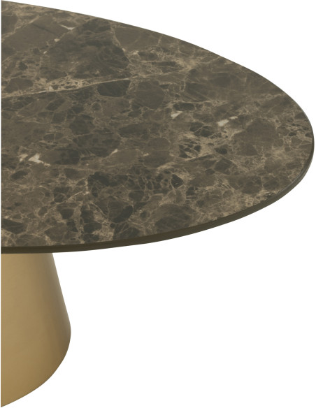 Table basse gigogne moderne Ovale en Métal Bronze Taupe Imitation marbre Kliera - 5