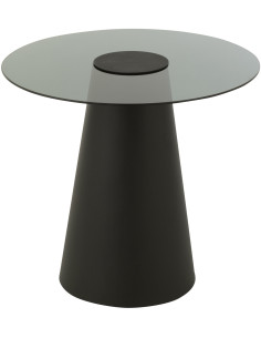 Table d'appoint moderne Ronde en Métal Noir Verre Fumé Ghisla - 1