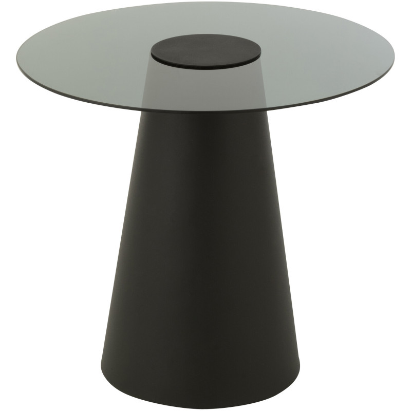 Table d'appoint moderne Ronde en Métal Noir Verre Fumé Ghisla - 1