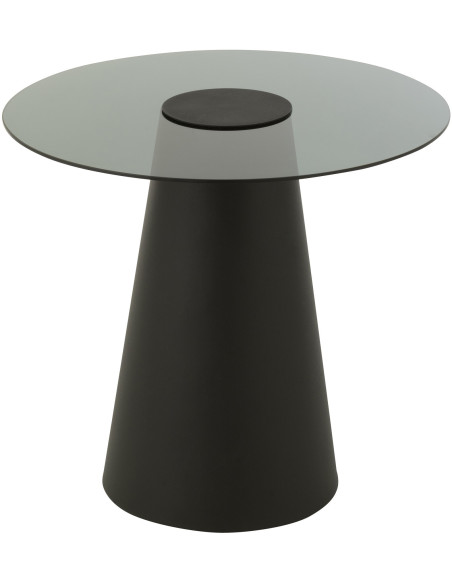 Table d'appoint moderne Ronde en Métal Noir Verre Fumé Ghisla - 1
