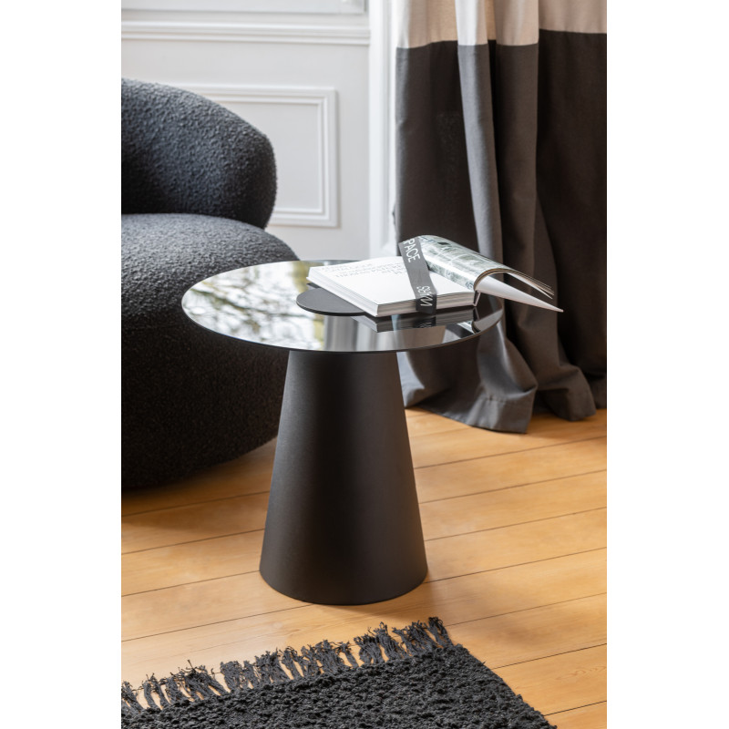 Table d'appoint moderne Ronde en Métal Noir Verre Fumé Ghisla - 2