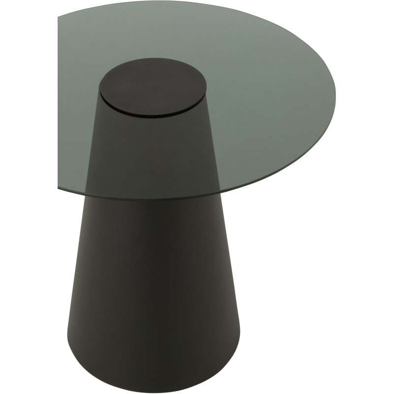 Table d'appoint moderne Ronde en Métal Noir Verre Fumé Ghisla - 4