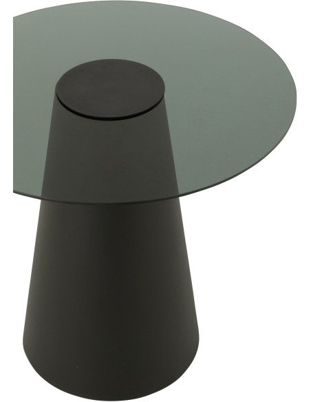 Table d'appoint moderne Ronde en Métal Noir Verre Fumé Ghisla - 4
