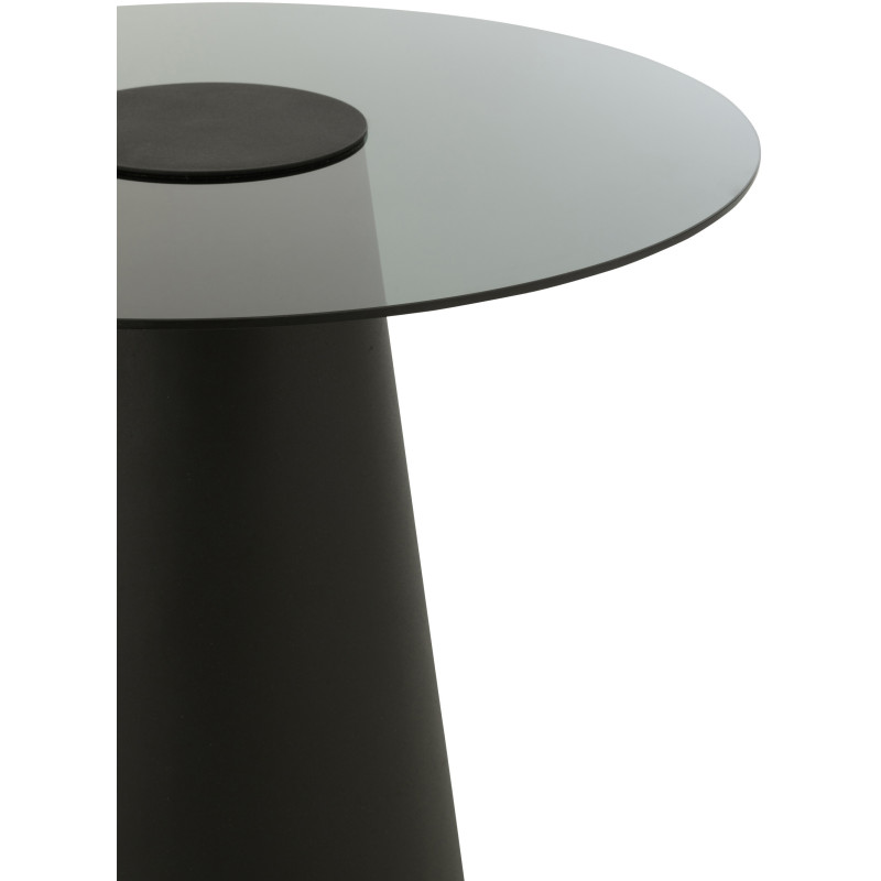 Table d'appoint moderne Ronde en Métal Noir Verre Fumé Ghisla - 5