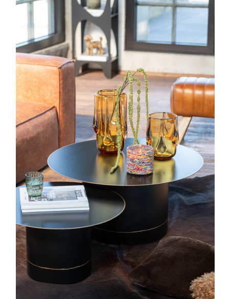 Table basse moderne chic Ronde 60 cm en Métal Noir Doré Witelli - 2