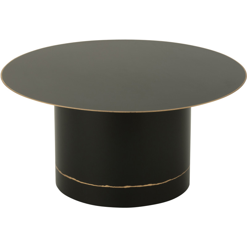 Grande Table basse moderne chic Ronde 80 cm en Métal Noir Doré Witelli - 1