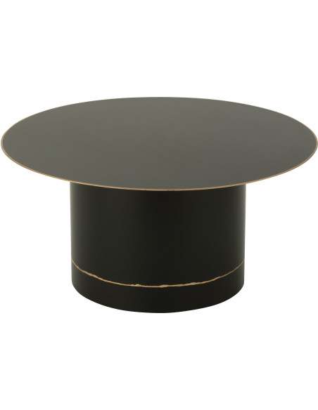 Grande Table basse moderne chic Ronde 80 cm en Métal Noir Doré Witelli - 1