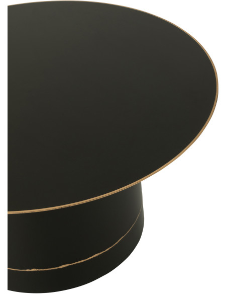 Grande Table basse moderne chic Ronde 80 cm en Métal Noir Doré Witelli - 3