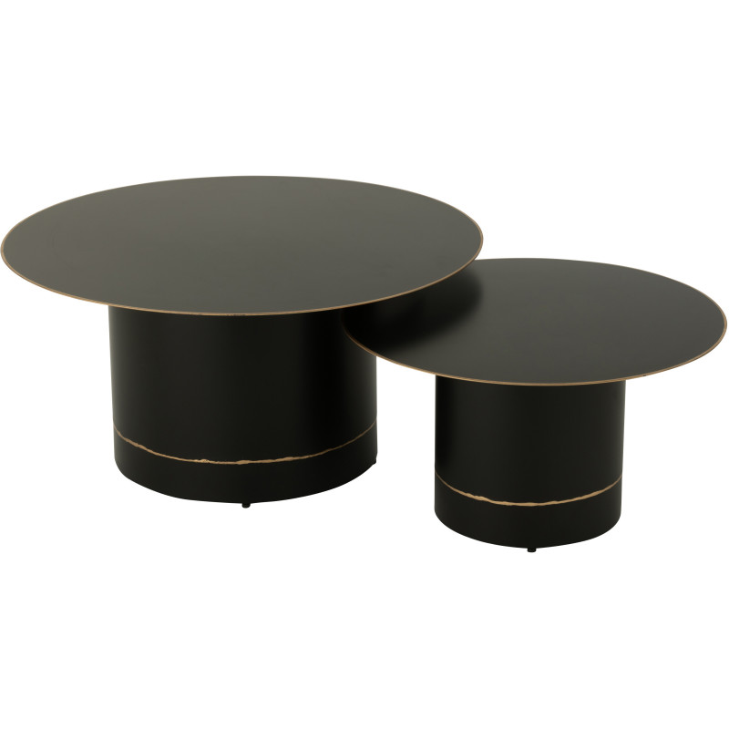 Grande Table basse moderne chic Ronde 80 cm en Métal Noir Doré Witelli - 4